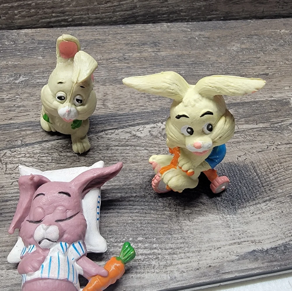vtg rare 1980 W. Berrie Bunny Rabbits Lot of 5 Figures 3